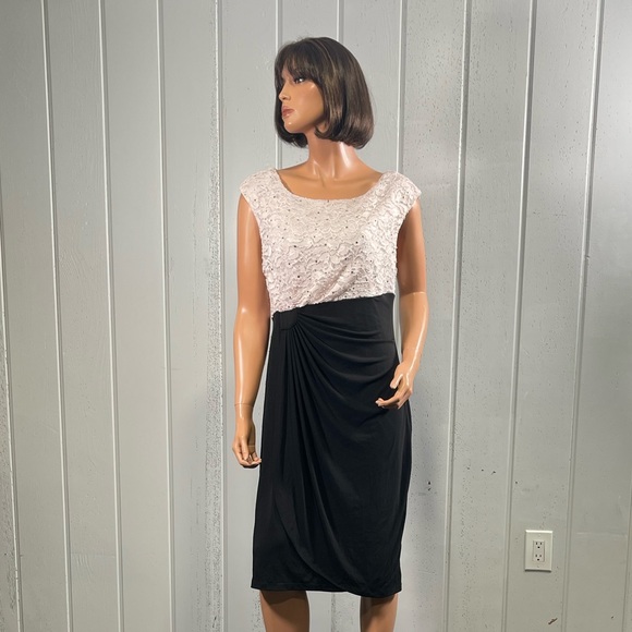 *Connected Apparel Women's Sequined Lace Drapes  Dress Sz14 - Picture 14 of 16